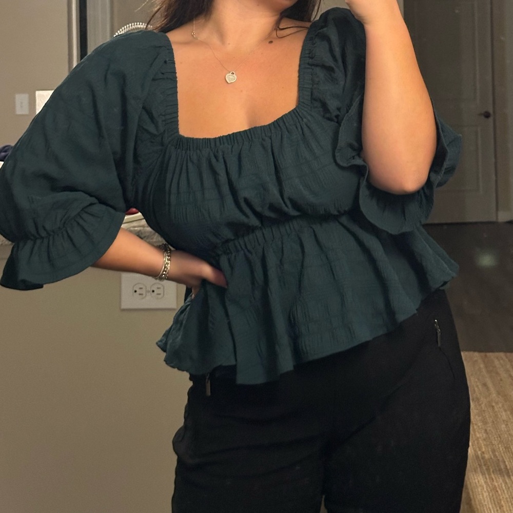 Arula Emerald Green Peplum Top